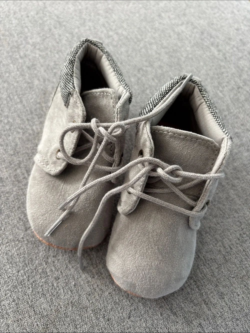 Old Navy Gray Suede Baby Walker Shoes with Lace-Up